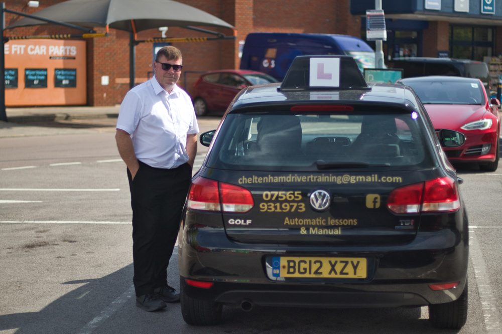 Richard Bailey with the Cheltenham Driver Training car